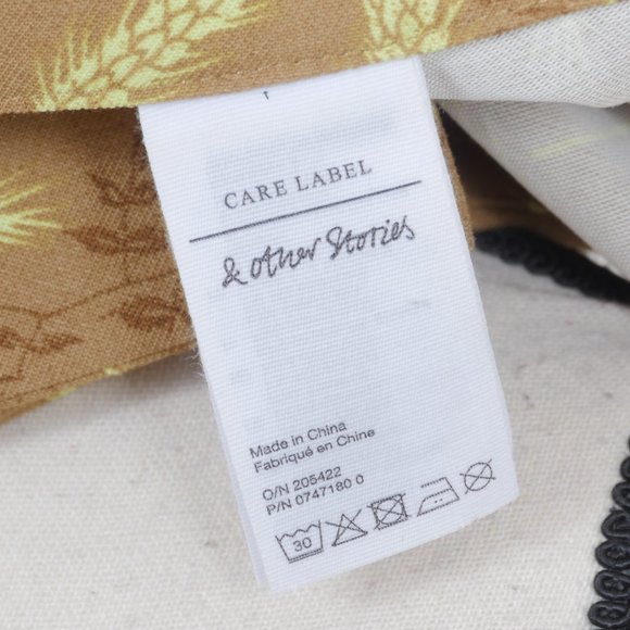 Paris Atelier & other stories Tan Yellow Floral High Waist Wide Leg SZ 6 Pants - Picture 2 of 10